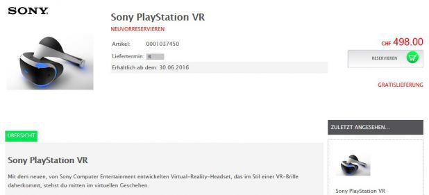 PlayStation VR (Hardware) von Sony