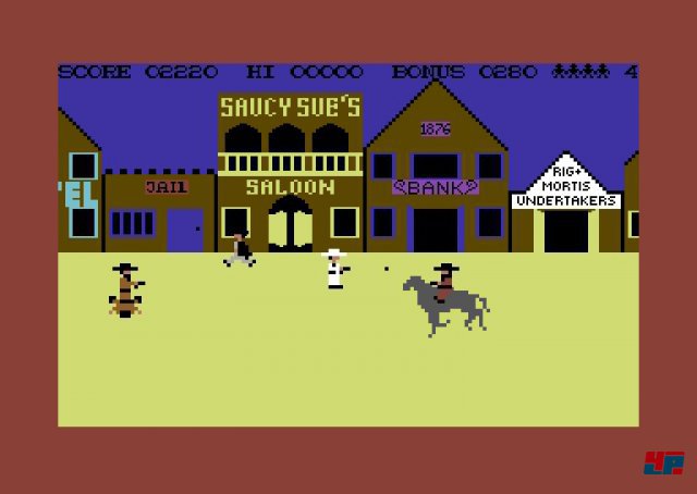 ... und so sah er im Videospiel anfangs aus: High Noon f�r den C64. (Quelle: Mobygames)