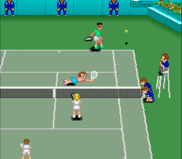 Bei Nintendos Super Tennis konnte man sich richtig ins Zeug legen, um fr den Ball zu kmpfen.