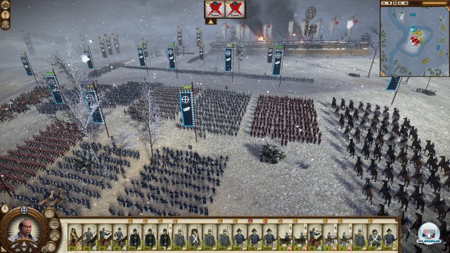 Es gibt vier Belagerungseinheiten: Die Armstrong- oder die Parrott-Kanone haben z.B. eine Reichweite von 550 und feuern wahlweise mit Schrapnell.