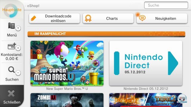 Der eShop ist bislang eher unspektakulr: Ein paar Videos, einige Spiele zum Download. Die im Falle der WiiU-Titel genauso viel kosten wie ihre Einzelhandels-Pendants.