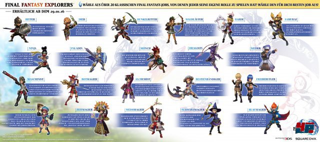 In Final Fantasy Explorers wird es 21 verschiedene Job-Klassen geben.