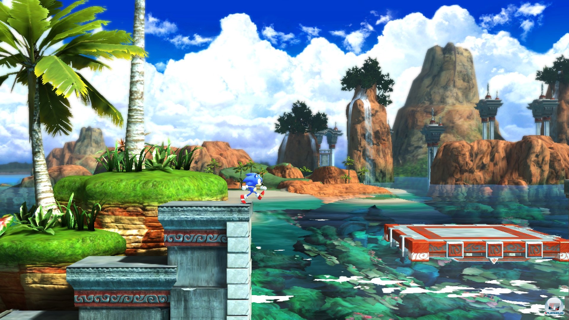 Jeder der Level besitzt zwei Akte. Im ersten luft und kugelt sich der klassische Sonic von links nach rechts...