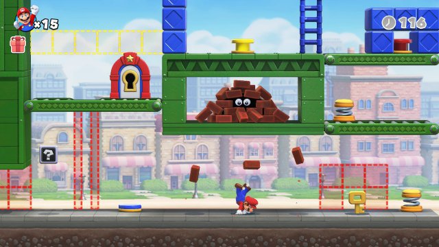 Handstand statt Stillstand: Mit den Beinen nach oben kann Mario auch die sonst tdlichen Ziegelsteine abwehren.