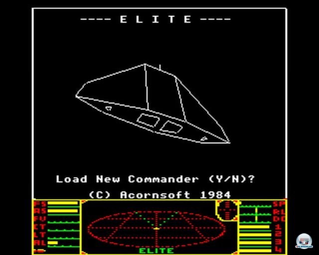 Das Ur-Elite war bis auf das HUD komplett schwarzwei (BBC Micro, 1984).