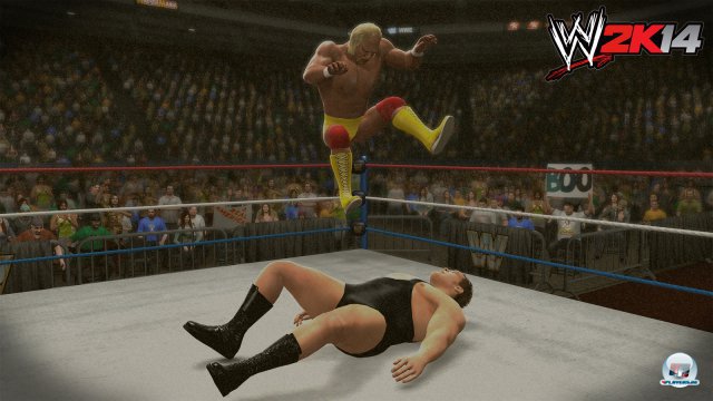 Geschichte zum Mitspielen: Hulk Hogan kmpft gegen Andr the Giant.