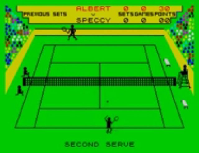 Bei Match Point fr den ZX Spectrum wurde es schon etwas anspruchsvoller und das Spielfeld wurde mit allen Linien abgebildet. 