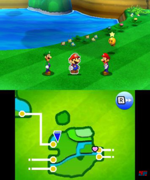 Aus dem Helden-Duo wird ein Trio: Paper Mario ergnzt das Klempner-Team und bringt eine neue taktische Komponente in die Gefechte.