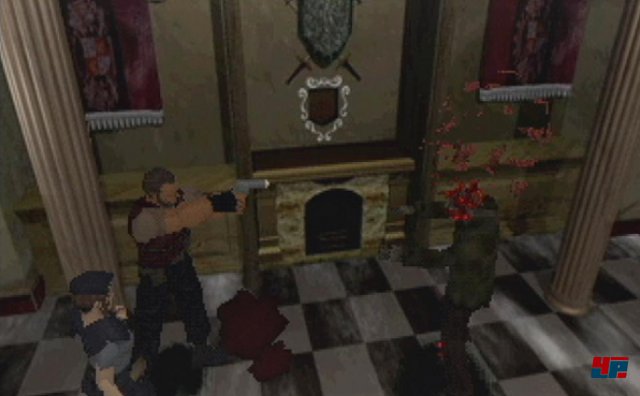 1996 nahm der Survival Horror von Resident Evil seinen Anfang. Hier der erste von vielen weiteren Untoten, bei denen die Bleibehandlung das Pixelblut verteilte.