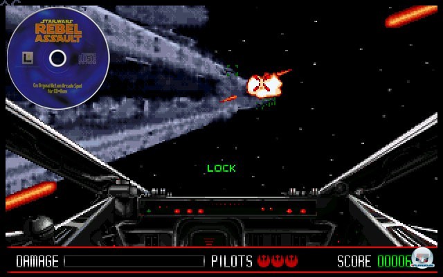 <b> Star Wars: Rebel Assault </b><br><br>Im Jahr 1993 kurbelte ein Star-Wars-Spiel den PC-Absatz an: Lucas Arts Rebel Assault war ein echtes Verkaufsargument fr CD-Laufwerke, denn die Gefechte spielten sich vor jeder Menge speicherintensiver Hintergrundfilme ab. Spter wurde der Titel unter anderem fr Segas Mega-CD und das 3DO umgesetzt. 2234713
