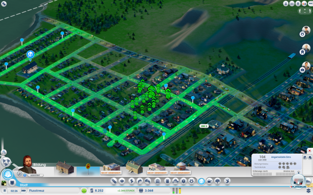Einfaches und verstndliches Feedback: Grne Smilies signalisieren, dass sich die Sims ber die neue Schulbushaltestelle freuen.