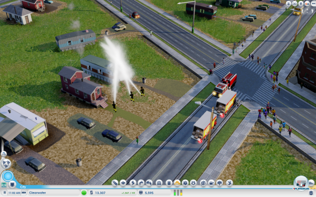Es gibt viel zu sehen in SimCity. Hier: Ein Feuerwehreinsatz.