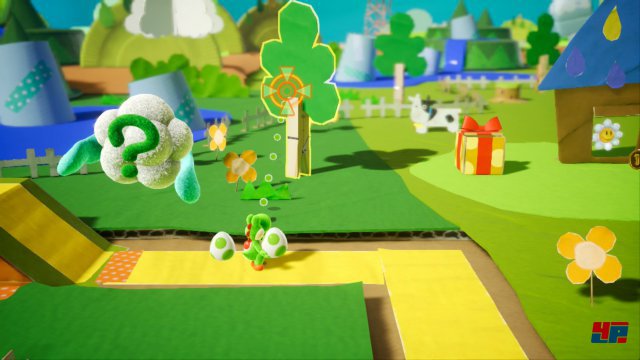 Die Eier-Geschosse aus Vorratskisten bilden wieder die Kernmechanik des Spiels: Hat Yoshi einen Gegner gefressen, kann er auch ihn in ein Geschoss „verdauen“.