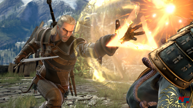 Auch Witcher Geralt ist als Gast mit von der Partie. Und er macht in den aufwndig inszenierten Kmpfen eine gute Figur.
